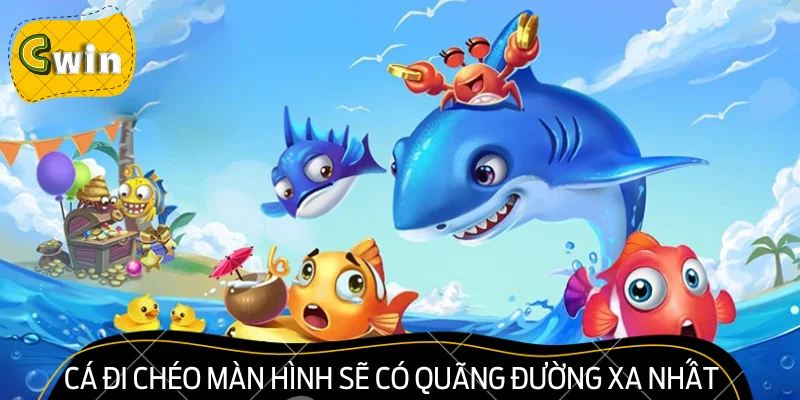Cá đi chéo màn hình sẽ có quãng đường xa nhất